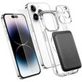 iPhone 14 Pro 4-in-1-MagSafe-Schutzset mit Kartenhalter - Transparent / Schwarz