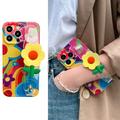 iPhone 14 Pro Blume TPU Hülle mit Armband - Bunt