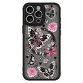 iPhone 14 Pro Stilvolle magnetische Schutzhülle - Schmetterlinge / Rosen