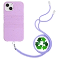 String Serie iPhone 14 Biologisch Abbaubare Hülle mit Gurt - Lila