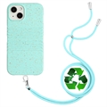 String Serie iPhone 14 Biologisch Abbaubare Hülle mit Gurt - Himmelblau