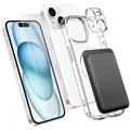 iPhone 15 4-in-1-MagSafe-Schutzset mit Kartenhalter - Transparent / Schwarz