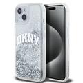 iPhone 15 DKNY Liquid Glitter Arch Logo Case - Transparent