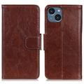 iPhone 15 Elegant Serie Wallet Schutzhülle - Braun