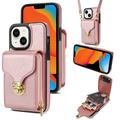 iPhone 15 Plus Alles-in-einem-Hülle mit Brieftasche und Armband - Roségold