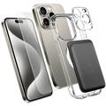 iPhone 15 Pro 4-in-1-MagSafe-Schutzset mit Kartenhalter - Transparent / Schwarz