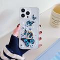 iPhone 15 Pro Schmetterling TPU Hülle mit Ringhalterung - Dunkelblau