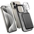 iPhone 15 Pro Max 4-in-1-MagSafe-Schutzset mit Kartenhalter - Schwarz