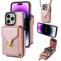 iPhone 15 Pro Max Alles-in-einem-Hülle mit Brieftasche und Armband - Roségold