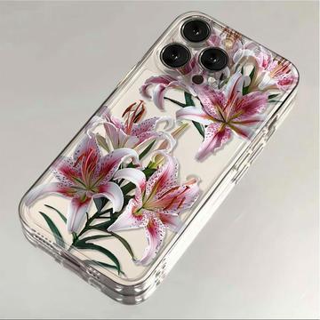iPhone 15 Pro Max Floral Muster TPU Hülle - rosa Lilie