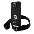 iPhone 15 Pro Max Karl Lagerfeld Saffiano Crossbody Metall Iconic Tasche - Schwarz