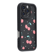 iPhone 15 Pro Stilvolle stoßfest TPU-Hülle mit erhöhten Kanten - Schwarz / Kirschen