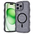 iPhone 15 Pro Wave-Edge Laser Glitter MagSafe Hülle - Schwarz Transluzent