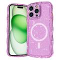 iPhone 15 Pro Wave-Edge Laser Glitter MagSafe Hülle - Transparentes Pink