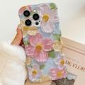 iPhone 15 Pro TPU-Hülle mit gewelltem Rand und Ölgemälde - Blumen