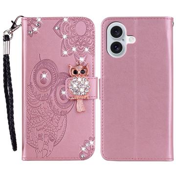 iPhone 16 Eule Strass Wallet Hülle