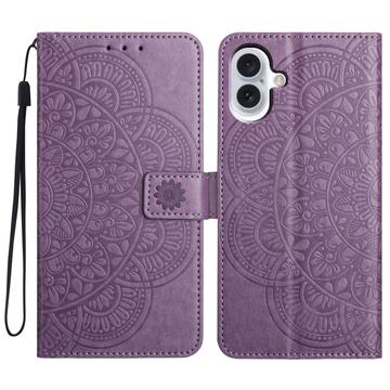 iPhone 16 Plus Mandala Serie Wallet Hülle - Purpur