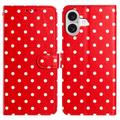 iPhone 16 Polka-Dot-Muster Wallet Hülle - Rot