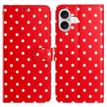iPhone 16 Polka-Dot-Muster Wallet Hülle - Rot
