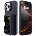 iPhone 16 Pro Hybrid Hülle mit Spiegel und Kartenhalter - Schwarz