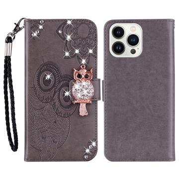 iPhone 16 Pro Max Eule Strass Wallet Hülle