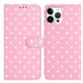iPhone 16 Pro Polka-Dot-Muster Wallet Hülle - Rosa