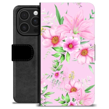 iPhone 16 Pro Premium Schutzhülle mit Geldbörse - Aquarell Blumen