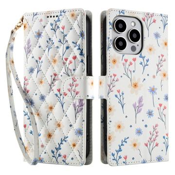 iPhone 16 Pro Rhombisches Blumen Wallet Hülle