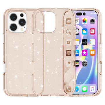 iPhone 16 Pro Stylish Glitter Serie Hybrid Hülle - Gold