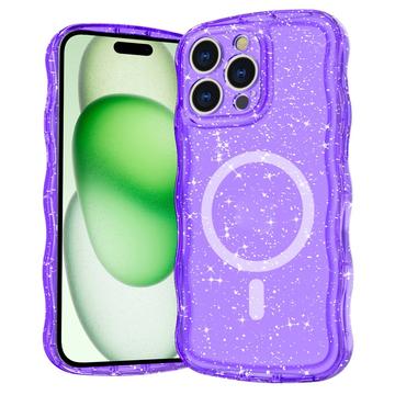 iPhone 16 Pro Wave-Edge Laser Glitter MagSafe Hülle - Transluzent Lila