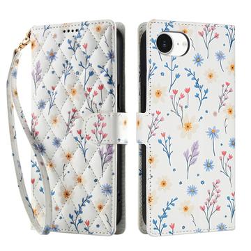 iPhone 16e Rhombisches Blumen Wallet Hülle