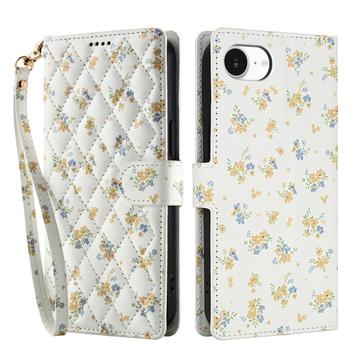 iPhone 16e Rhombisches Blumen Wallet Hülle - Gelbe Blumen