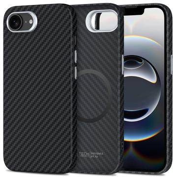 iPhone 16e Tech-Protect Ion Carbon-Kunststoffhülle - MagSafe-kompatibel - Schwarz / Silber
