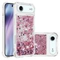iPhone Air Glitter Quicksand TPU Hülle - Roségoldene Herzen