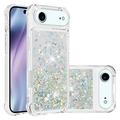 iPhone Air Glitter Quicksand TPU Hülle - Silber Herzen