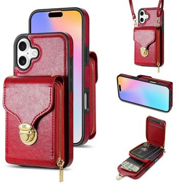 iPhone 17 Alles-in-einem-Hülle mit Brieftasche und Armband - Rot