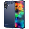 iPhone 17 Gebürstete TPU Hülle - Karbonfaser - blau