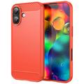 iPhone 17 Gebürstete TPU Hülle - Karbonfaser - rot