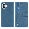 iPhone 17 Elegante retro wallet hülle mit drehbarem Kartenhalter und Standfunktion - Blau