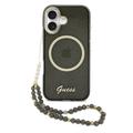 iPhone 17 Guess IML Glitter Script Armband Hülle - MagSafe-kompatibel - Schwarz