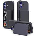iPhone 17 Hybrid Hülle mit Spiegel und Kartenhalter - Schwarz