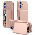iPhone 17 Hybrid Hülle mit Spiegel und Kartenhalter - Rosa
