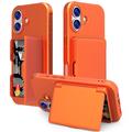 iPhone 17 Hybrid Hülle mit Spiegel und Kartenhalter - Orange