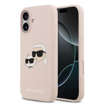 iPhone 17 Karl Lagerfeld Double Heads MagSafe Flüssiges Silikongehülle - rosa