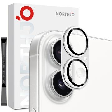 iPhone 17 Northjo Vollschutz Mattes Metall und gehärtetes Glas Kamera Objektivschutz - Silber