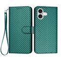 iPhone 17 Premium Wallet Hülle mit Riemen - Kohlefaserstruktur