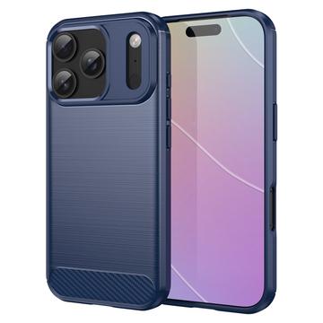 iPhone 17 Pro Gebürstete TPU Hülle - Karbonfaser - blau