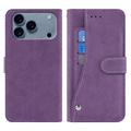 iPhone 17 Pro Elegante retro wallet hülle mit drehbarem Kartenhalter und Standfunktion - Lila