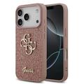 iPhone 17 Pro Guess Fixed Glitter 4G Metal Logo Hülle - Rosa