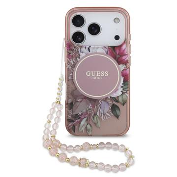iPhone 17 Pro Guess IML Flowers Hülle mit Perlenband